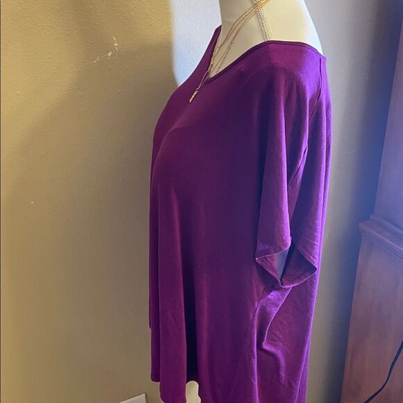 Lane Bryant Rich Purple Short Sleeve Top - Picture 5 of 5